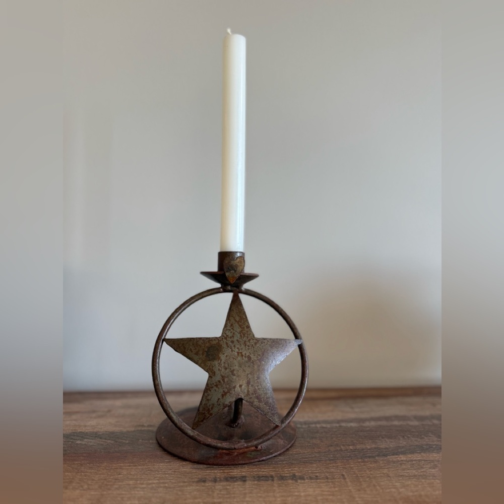 Rustic Handmade Star and Heart Candle‎ Holder